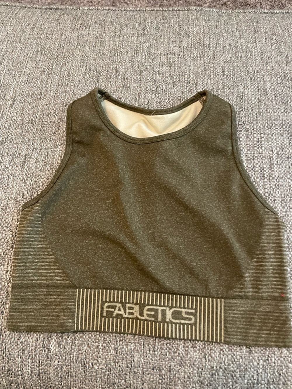 Fabletics Olive Green Seamless High-Neck Crop